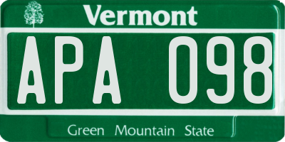 VT license plate APA098