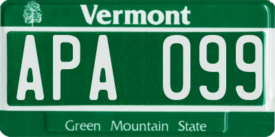 VT license plate APA099