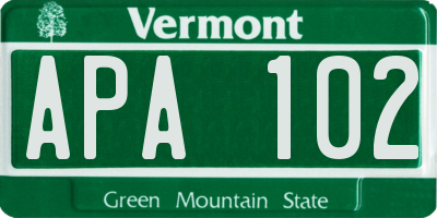 VT license plate APA102