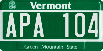 VT license plate APA104
