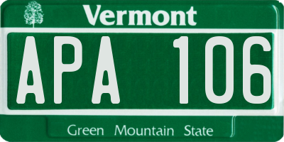 VT license plate APA106