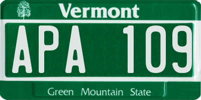 VT license plate APA109