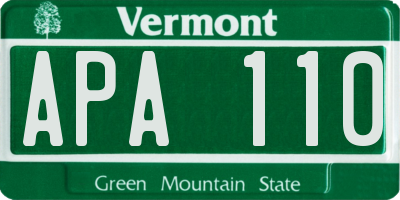 VT license plate APA110