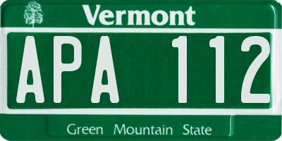 VT license plate APA112