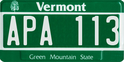 VT license plate APA113