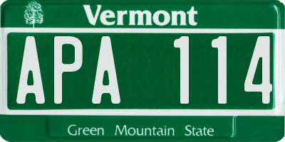 VT license plate APA114
