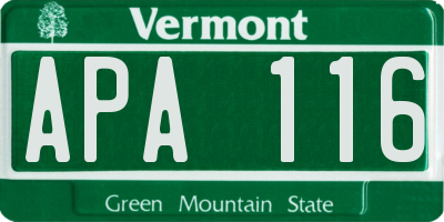 VT license plate APA116