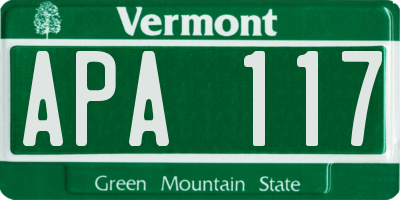 VT license plate APA117