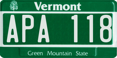 VT license plate APA118