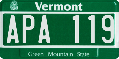 VT license plate APA119