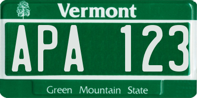 VT license plate APA123