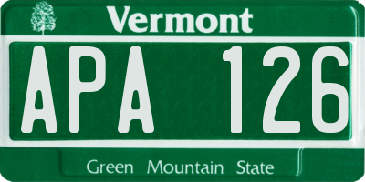 VT license plate APA126