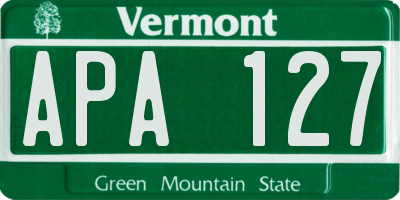 VT license plate APA127