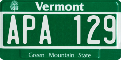 VT license plate APA129