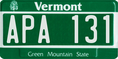 VT license plate APA131