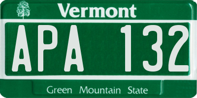 VT license plate APA132