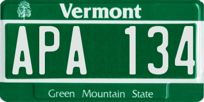 VT license plate APA134