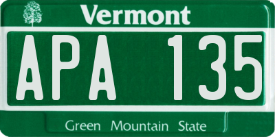 VT license plate APA135