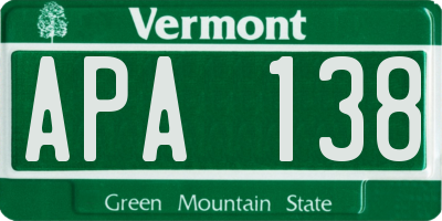 VT license plate APA138