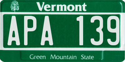 VT license plate APA139