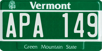 VT license plate APA149