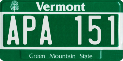 VT license plate APA151