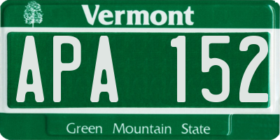 VT license plate APA152