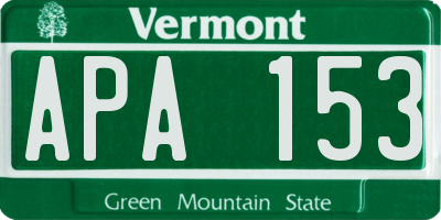 VT license plate APA153