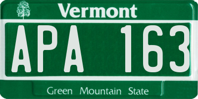 VT license plate APA163