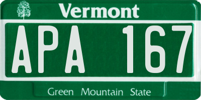 VT license plate APA167