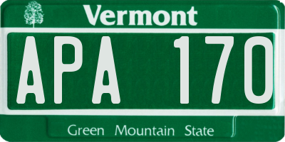 VT license plate APA170