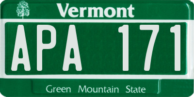 VT license plate APA171
