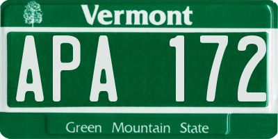 VT license plate APA172