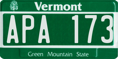 VT license plate APA173