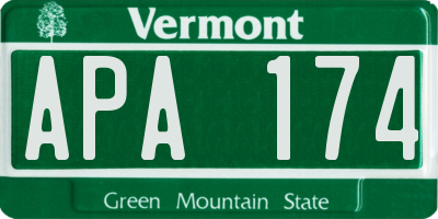 VT license plate APA174