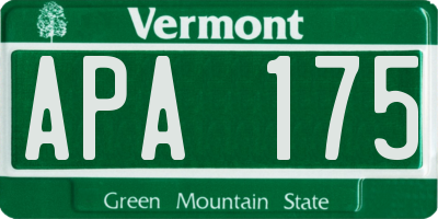 VT license plate APA175