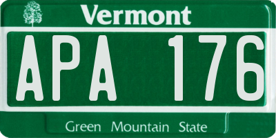 VT license plate APA176