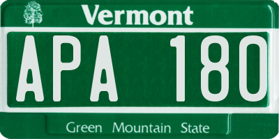 VT license plate APA180