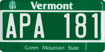 VT license plate APA181