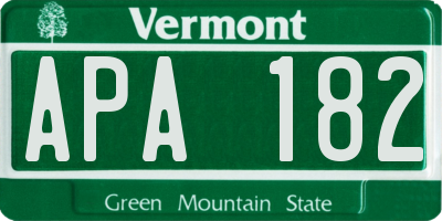 VT license plate APA182