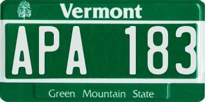 VT license plate APA183