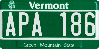 VT license plate APA186