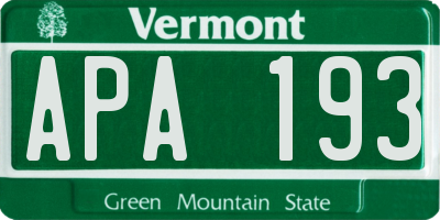 VT license plate APA193