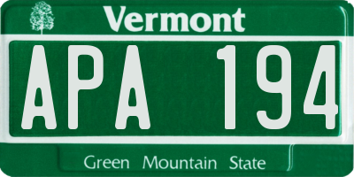 VT license plate APA194