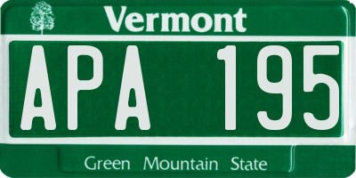 VT license plate APA195