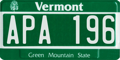 VT license plate APA196