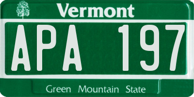 VT license plate APA197