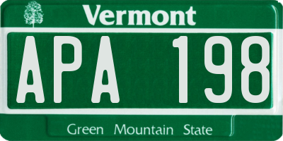 VT license plate APA198