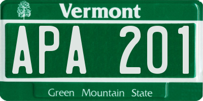 VT license plate APA201