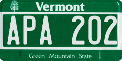 VT license plate APA202